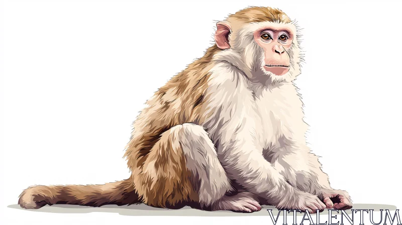 AI ART Detailed Monkey Illustration on White Background