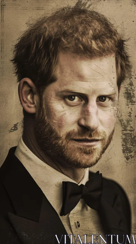 AI ART Prince Harry Monochromatic Portrait