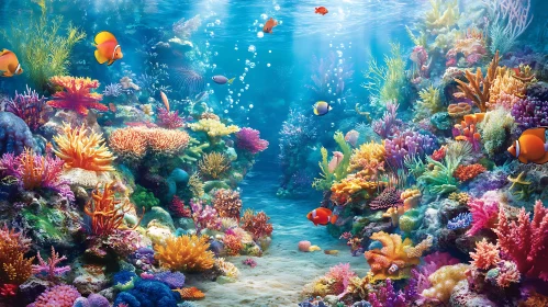 Underwater Coral Garden with Tropical Fish