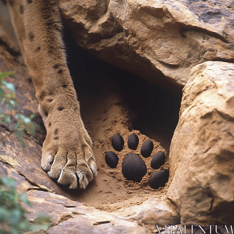 Lion's Footprint Amongst the Rocks AI Image