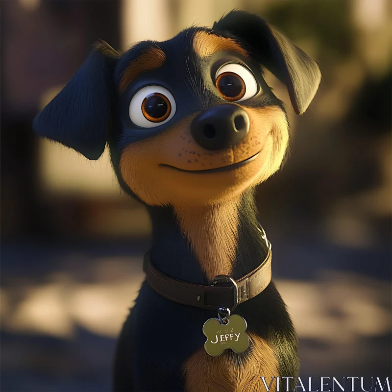 Joyful Animated Dog with Expressive Eyes AI Image