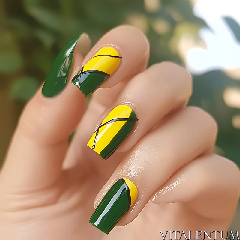 Stylish Manicure with Geometric Design AI Image