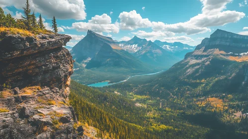 Cliffside View of Mountain Range