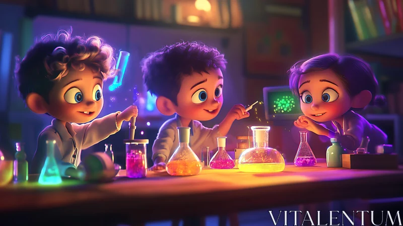 Children's Science Cartoon AI Image