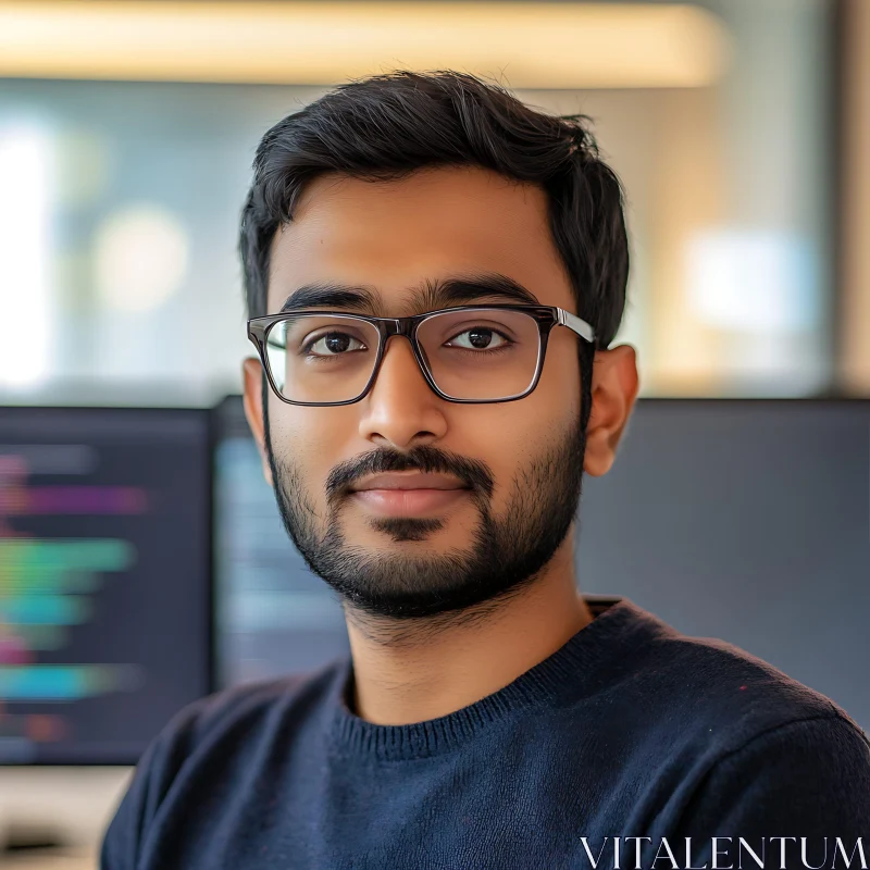 Man in Glasses Portrait AI Image