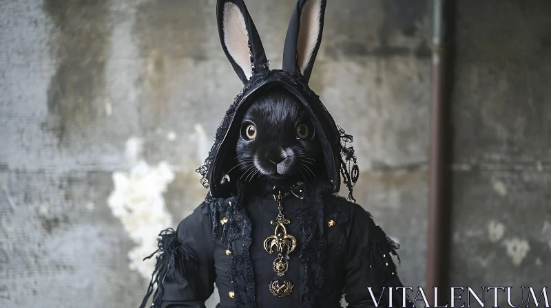 Anthropomorphic Bunny in Gothic Fashion AI Image