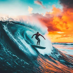 Riding the Wave at Sunset