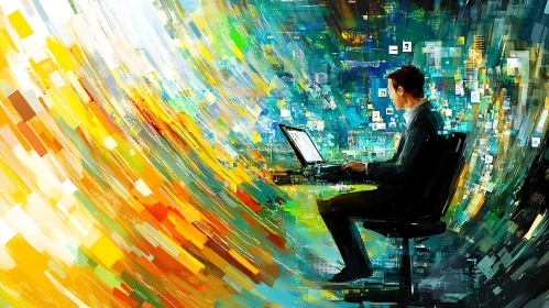 Digital Abstraction: Man and Laptop