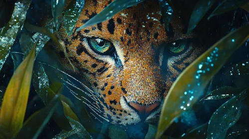 Leopard Portrait Hidden in Greenery