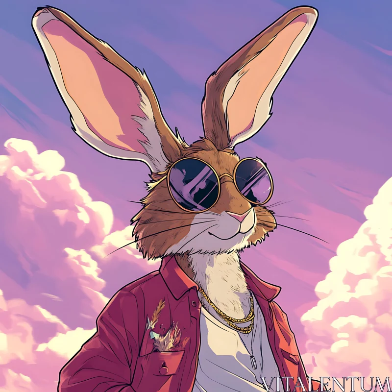 AI ART Cool Cartoon Rabbit in Red Jacket