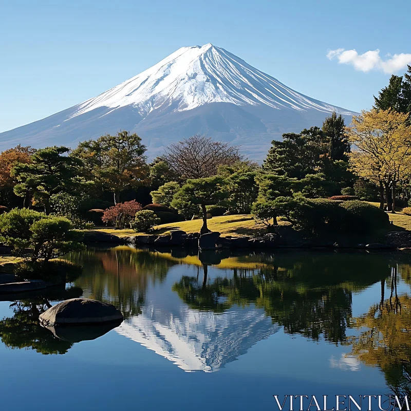 AI ART Fuji's Reflection in Still Waters