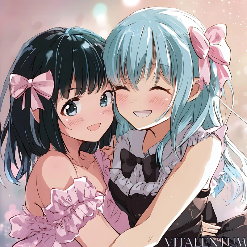 Heartwarming Anime Portrait of Friendship AI Image