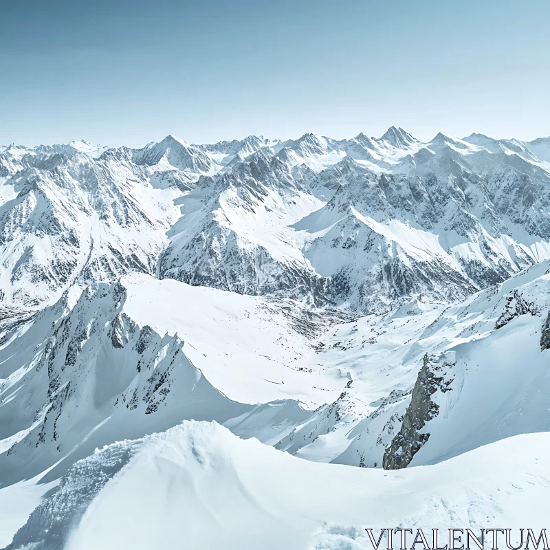 Snowy Mountain Range Serenity AI Image