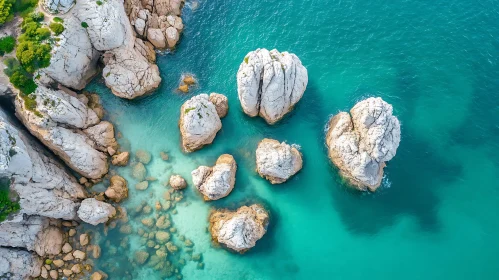 Coastal Rocks in Turquoise Sea