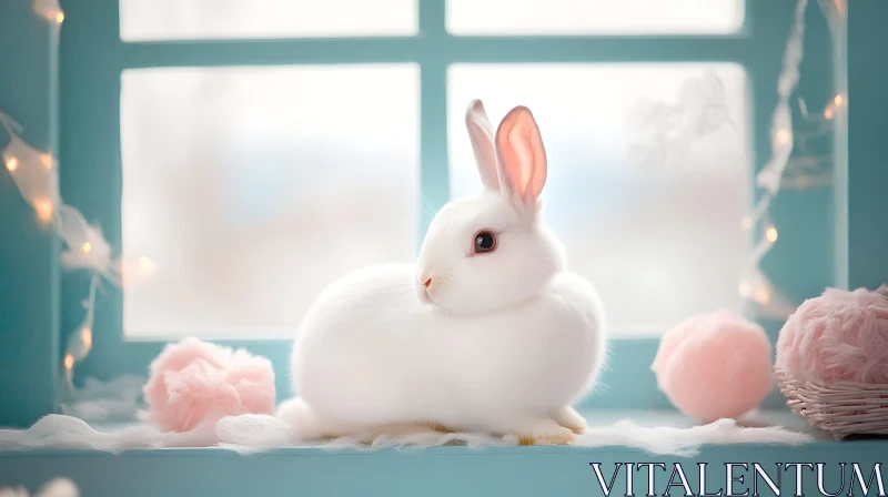 Fluffy Bunny in Pastel Light AI Image