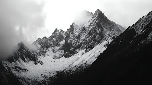 Snow-Capped Mountains in Cloudscape