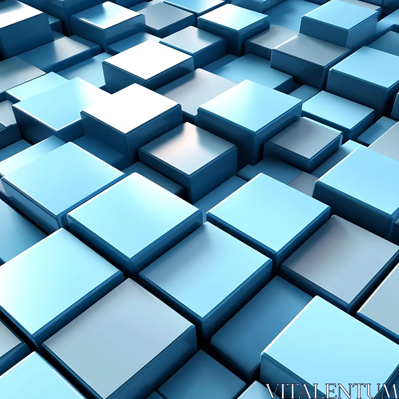 AI ART Abstract 3D Geometric Blue Shapes