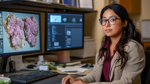 Portrait of Woman Analyzing Minerals