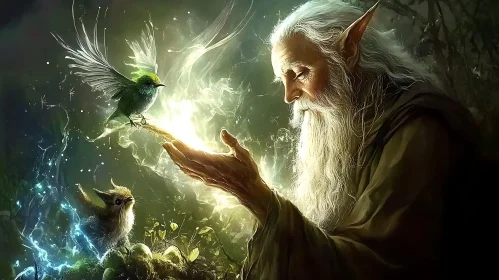 Mystical Elf and Avian Companions
