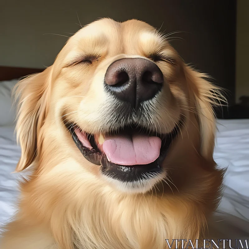 Smiling Golden Retriever Close-Up Shot AI Image