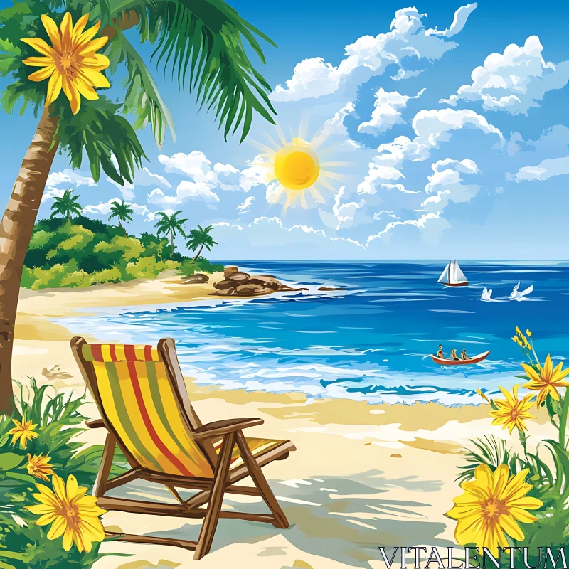 AI ART Seaside Bliss: A Tropical Beach Scene