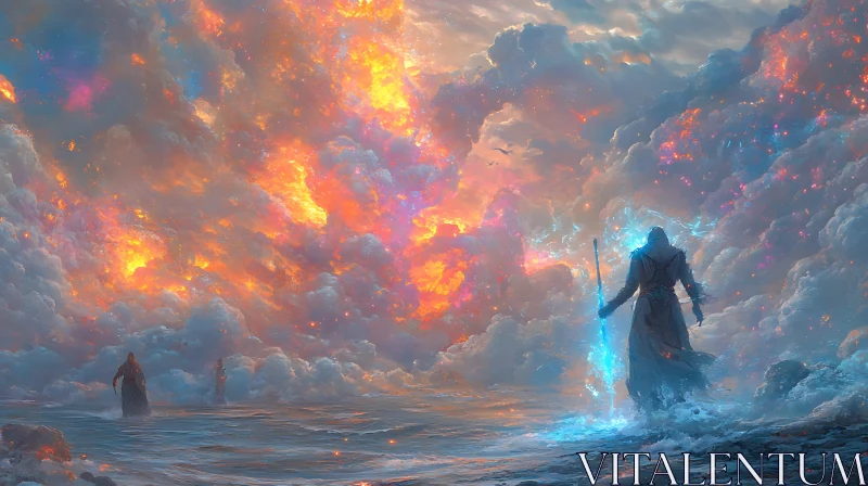 AI ART Enchanting Seascape with Wizard Figure