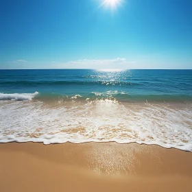 Tranquil Seascape with Waves and Sunlight