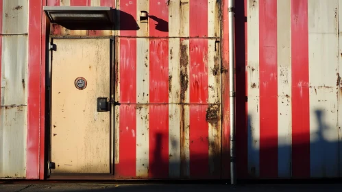 Industrial Facade with Striped Metal Wall