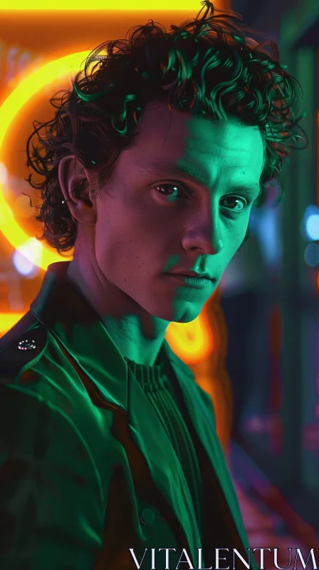 Mystical Tom Holland in Neon Glow AI Image