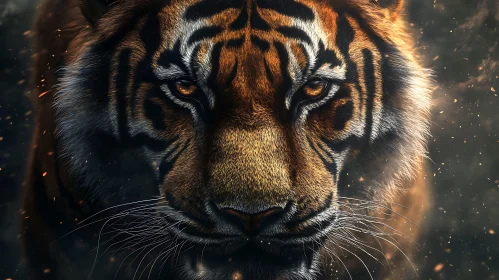 Striking Tiger Face Close-Up