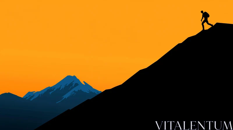 AI ART Mountain Ascent Silhouette Art