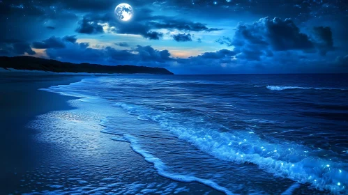 Night Ocean Moonlight