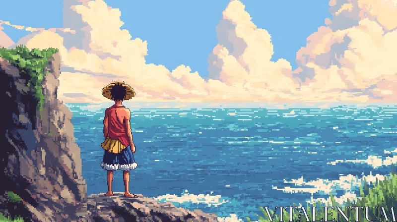 AI ART Anime Character Contemplates the Sea