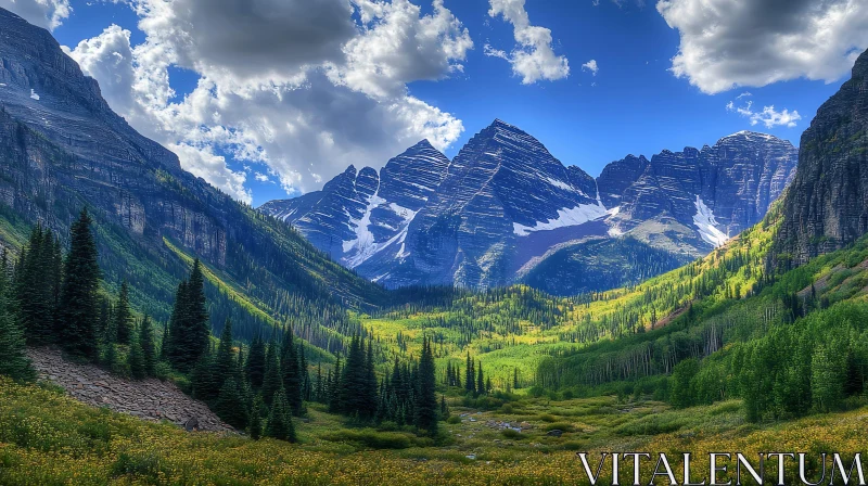 Scenic Mountain Valley Landscape AI Image