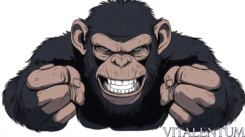 Fierce Chimpanzee Art AI Image