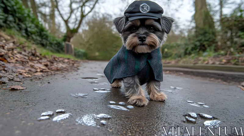 Sheriff Dog in Costume with Paw Prints AI Image