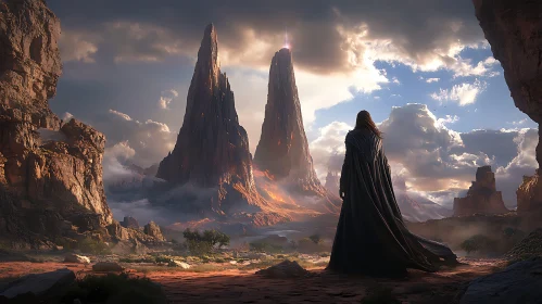 Solitary Figure in a Mountainous Landscape