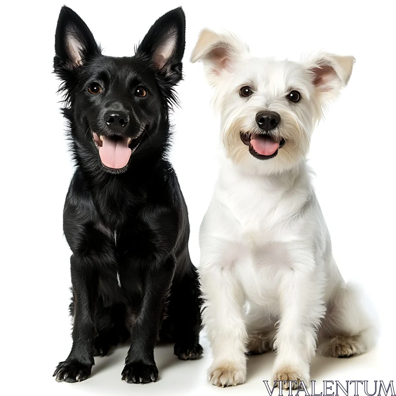 Joyful Black and White Dogs Smiling Together AI Image