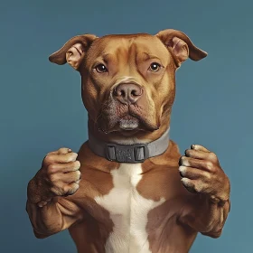 Playful Dog Standing Upright with Paws Raised