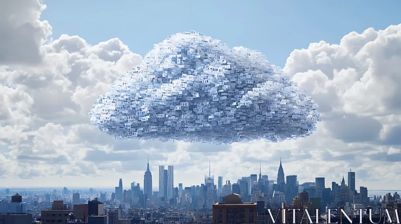 Digital Cloudscape Above Urban Metropolis AI Image