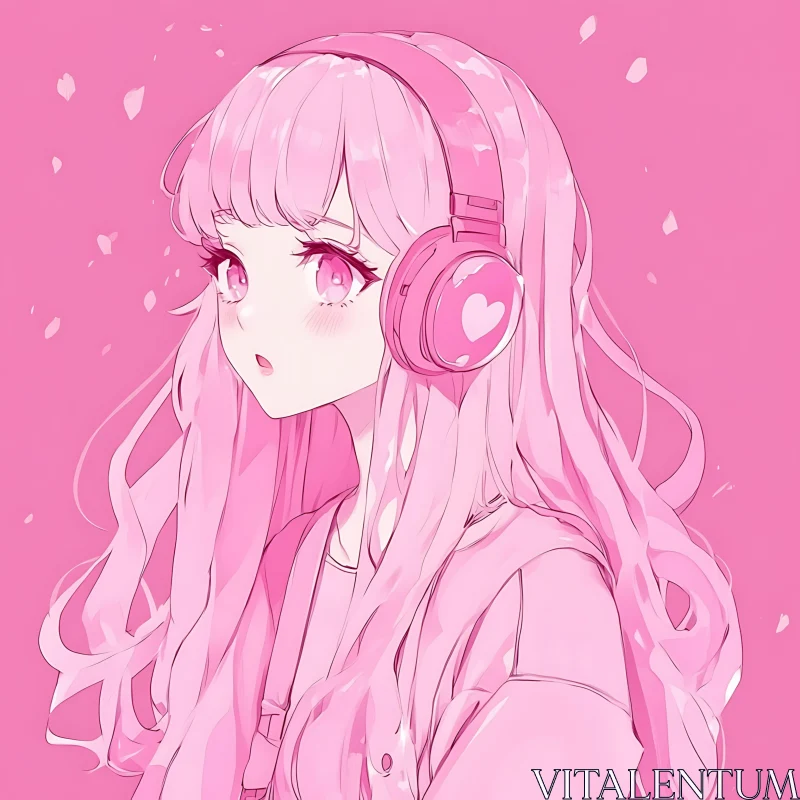 Adorable Anime Character with Pink Accessories AI Image