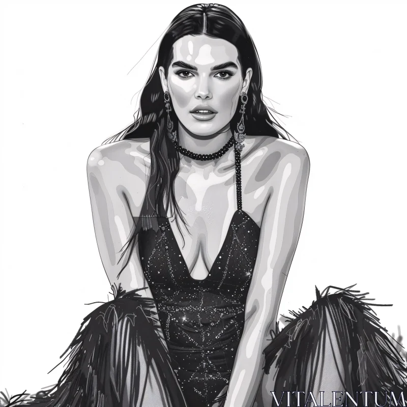 Elegant and Edgy Kendall Jenner Art AI Image