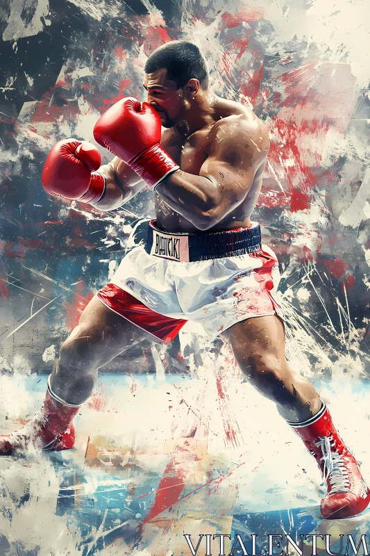 Intense Boxer in Action: A Showcase of Strength and Skill AI Generated Image AI Image