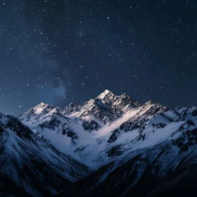 Snowy Mountains Under a Starry Sky