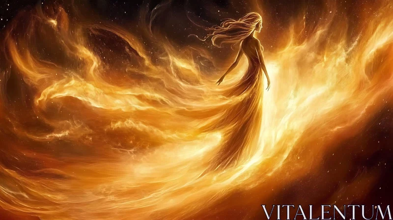 Woman Embracing Flames Artwork AI Image