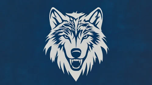 Abstract Wolf Icon on Blue