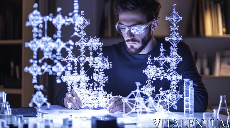 AI ART Man with Geometric Models