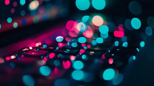 Neon Keyboard Bokeh Lights