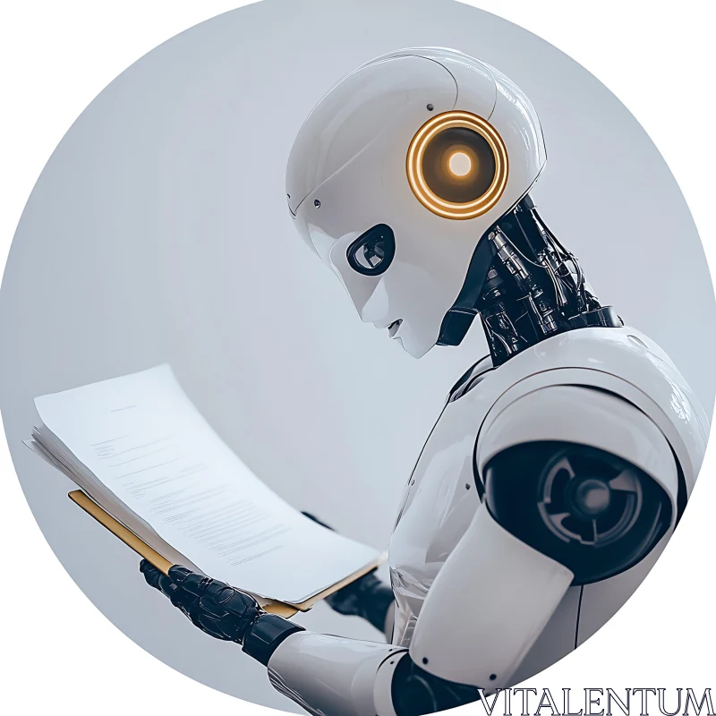 AI ART AI Robot Reading Documents