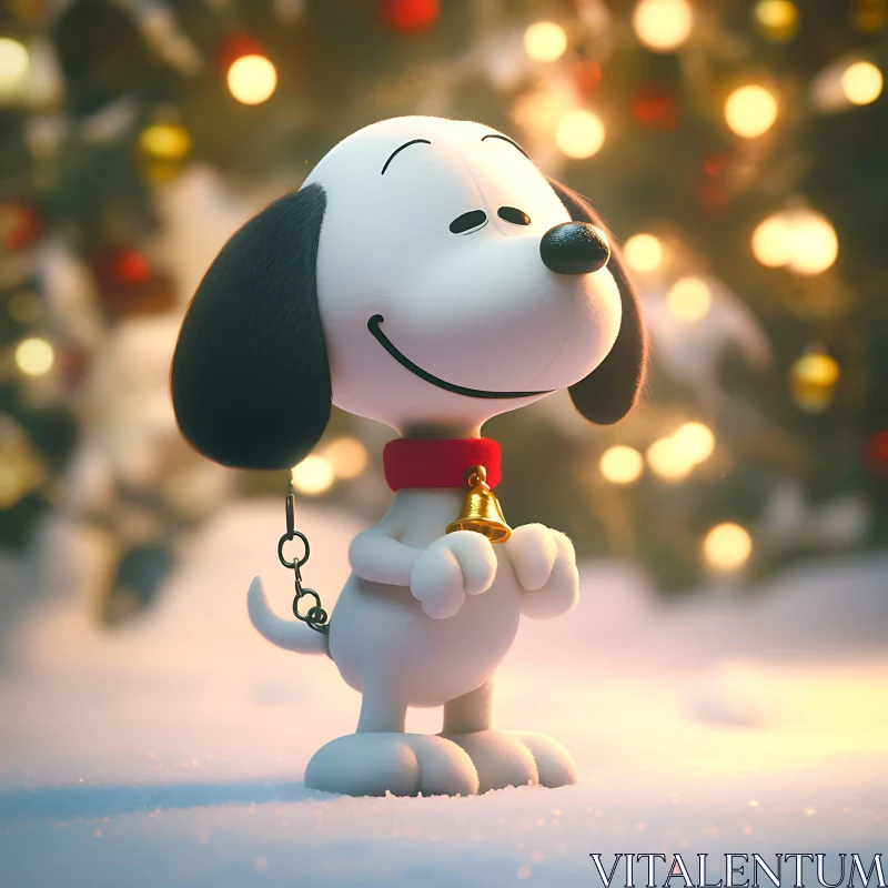 Joyful Animated Dog During Christmas AI Image